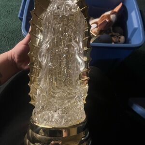 Gold Crystal Column Sculpture Accent Decor